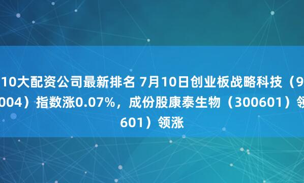 10大配资公司最新排名 7月10日创业板战略科技（971004）指数涨0.07%，成份股康泰生物（300601）领涨